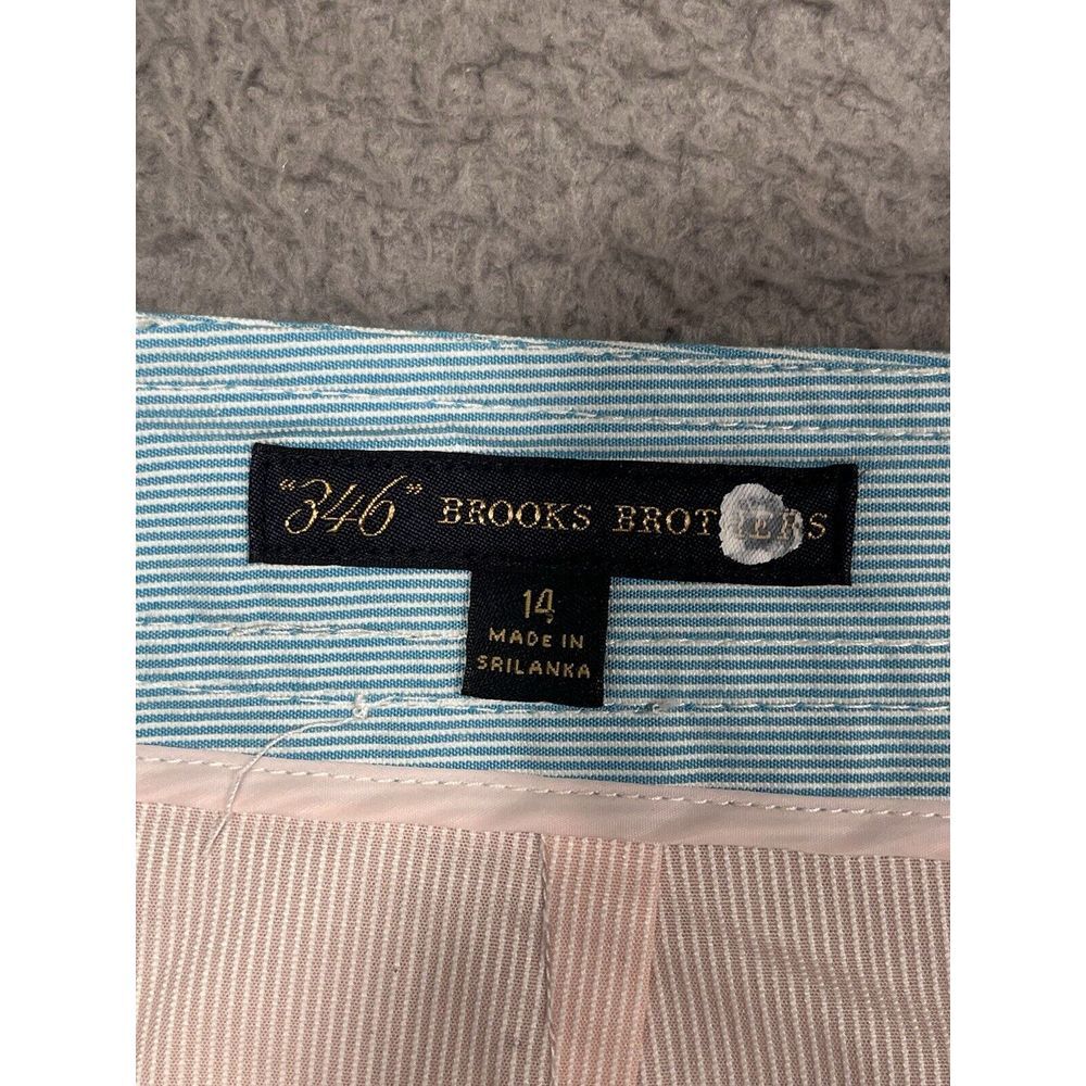 346 Brooks Brothers Skirt Pink Blue White Pin Stripes Size 14 Straight Short - Picture 9 of 10